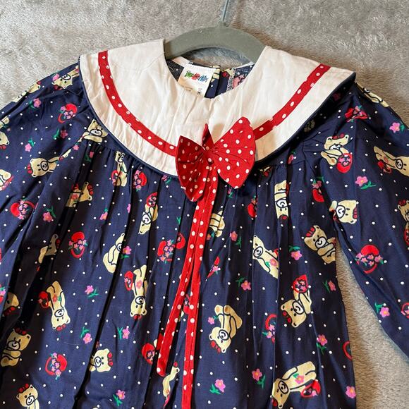 Vintage Deadstock‎ Baby Jumpsuit Size 9M Teddy Bear Floral Navy - Picture 7 of 7